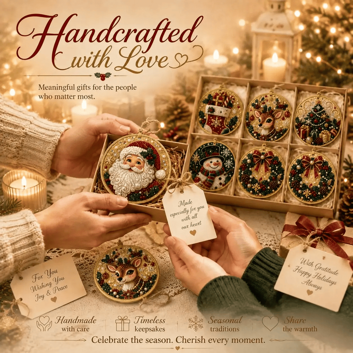 🔥Only $19.99 Last Day Promotion!🎄Christmas DIY Diamond Painting Ornaments Kit (6 PCS)🎅
