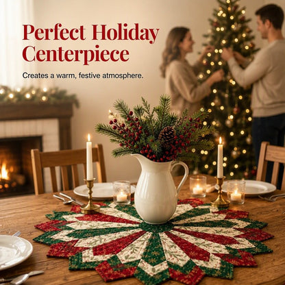 🎄 Holiday Star Quilted Table Topper ✨ Festive Christmas Dining & Home Decor