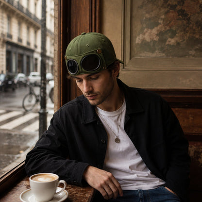 Men's Korean-Style Pilot Baseball Cap - Personalized Glasses-Ready Vintage Washed Cotton Hat for Street Fashion & Daily Outfit