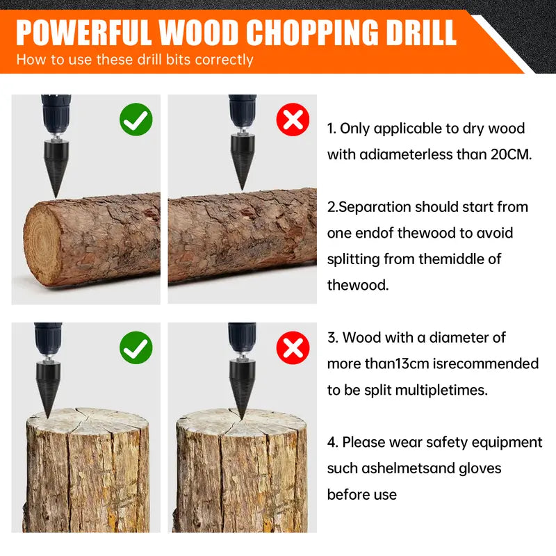 🔨Heavy-Duty Drill Bit Wood Splitter Set