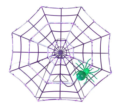 🎃 48" Giant Light-Up Spider Web with Glowing Green Spider
