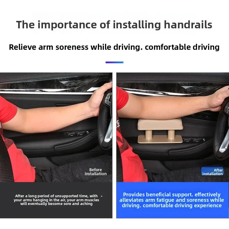 🚗 Adjustable Car Armrest Pad – Leather Elbow Support Cushion