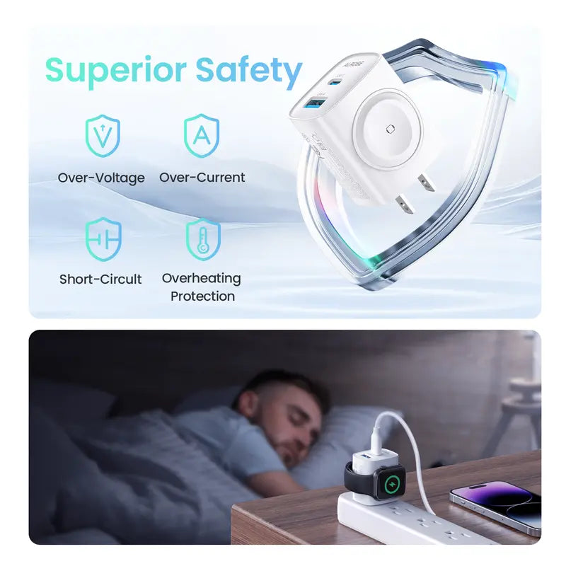⚡ 20W 3-in-1 GaN Fast Charger & Wireless Apple Watch Power Adapter 🔋