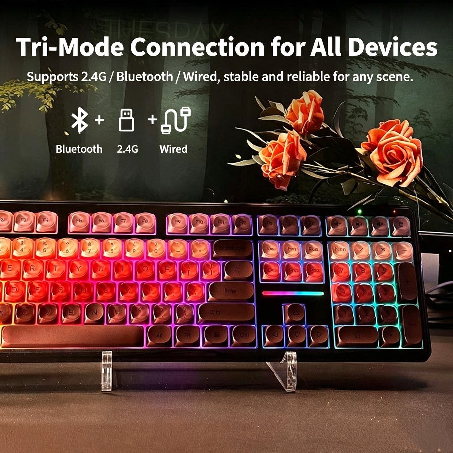 🔥50% OFF！💄FURYCUBE IP108 Lipstick Shape Wireless Mechanical Keyboard, Tri-Mode RGB Desk Keyboard✨