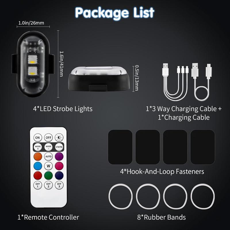 🚨 RGB LED Strobe Warning Light with Wireless Remote