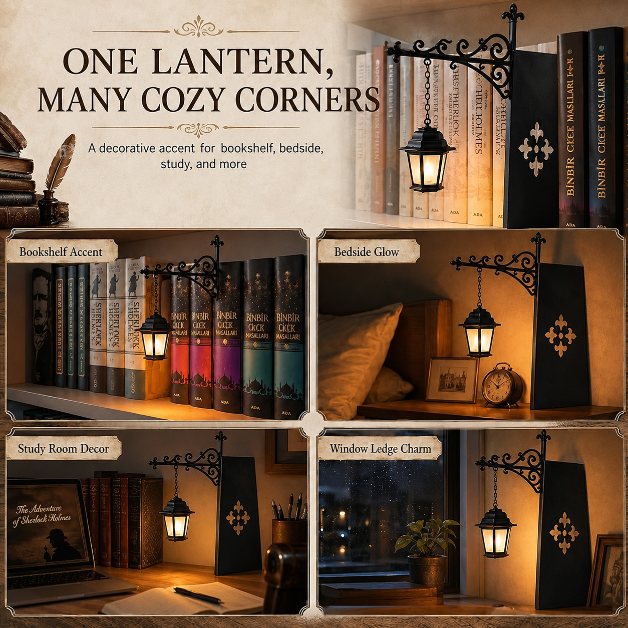 Library Lantern-Decorative Bookshelf Lighting