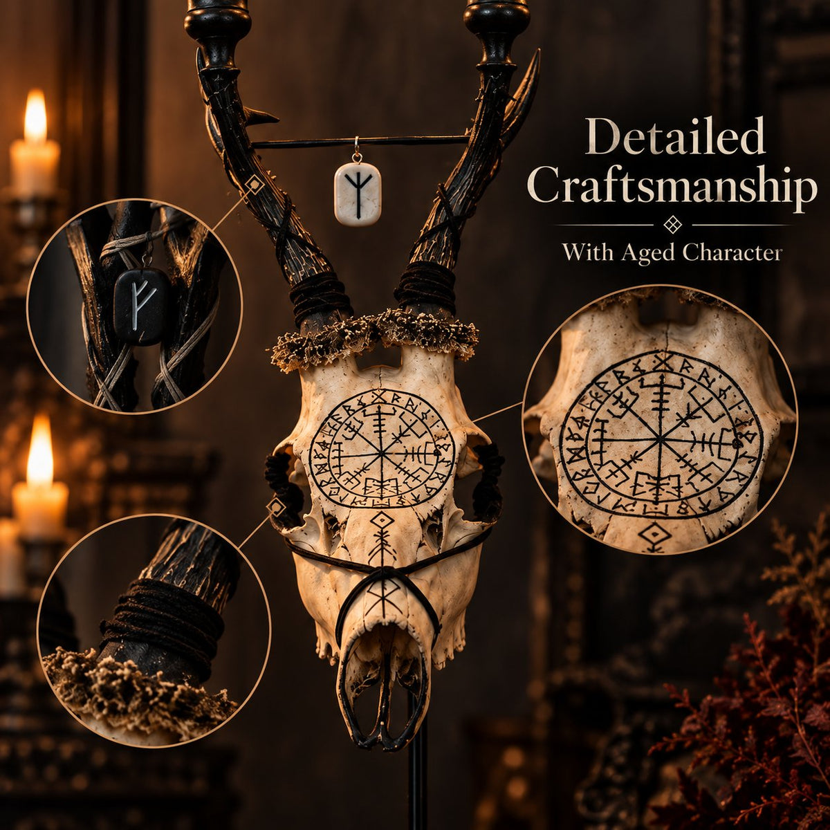 💀 Viking skull decorative candlestick