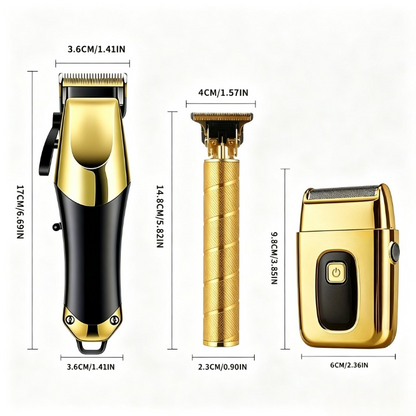 3-Piece Professional Hair Clipper & Trimmer Kit for Men