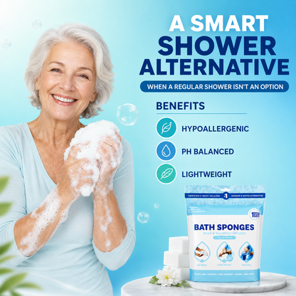 🫧Freshness Anytime, Anywhere! 25 Large Rinse-Free Bathing Wipes for Adults
