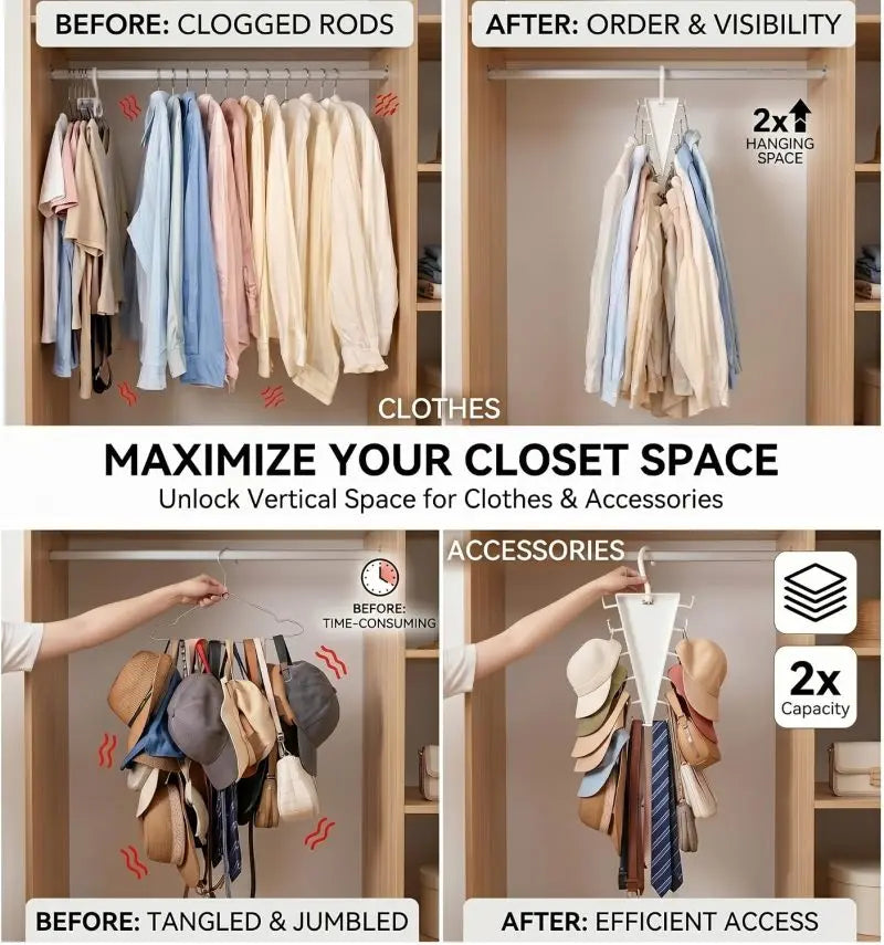 ✨ 12-Hook V-Shaped Closet Organizer – Save Space & Keep Accessories Tidy