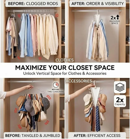 ✨ 12-Hook V-Shaped Closet Organizer – Save Space & Keep Accessories Tidy
