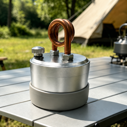 Ultra-Portable Brass & Copper Vaporizing Alcohol Stove for Camping
