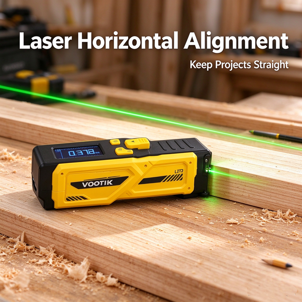 VOOTIK laser horizontal alignment across a woodworking surface