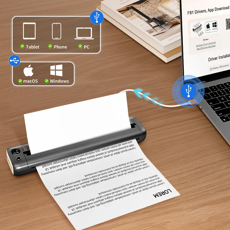 Portable Instant Print Wireless Inkless Mobile Label Printer
