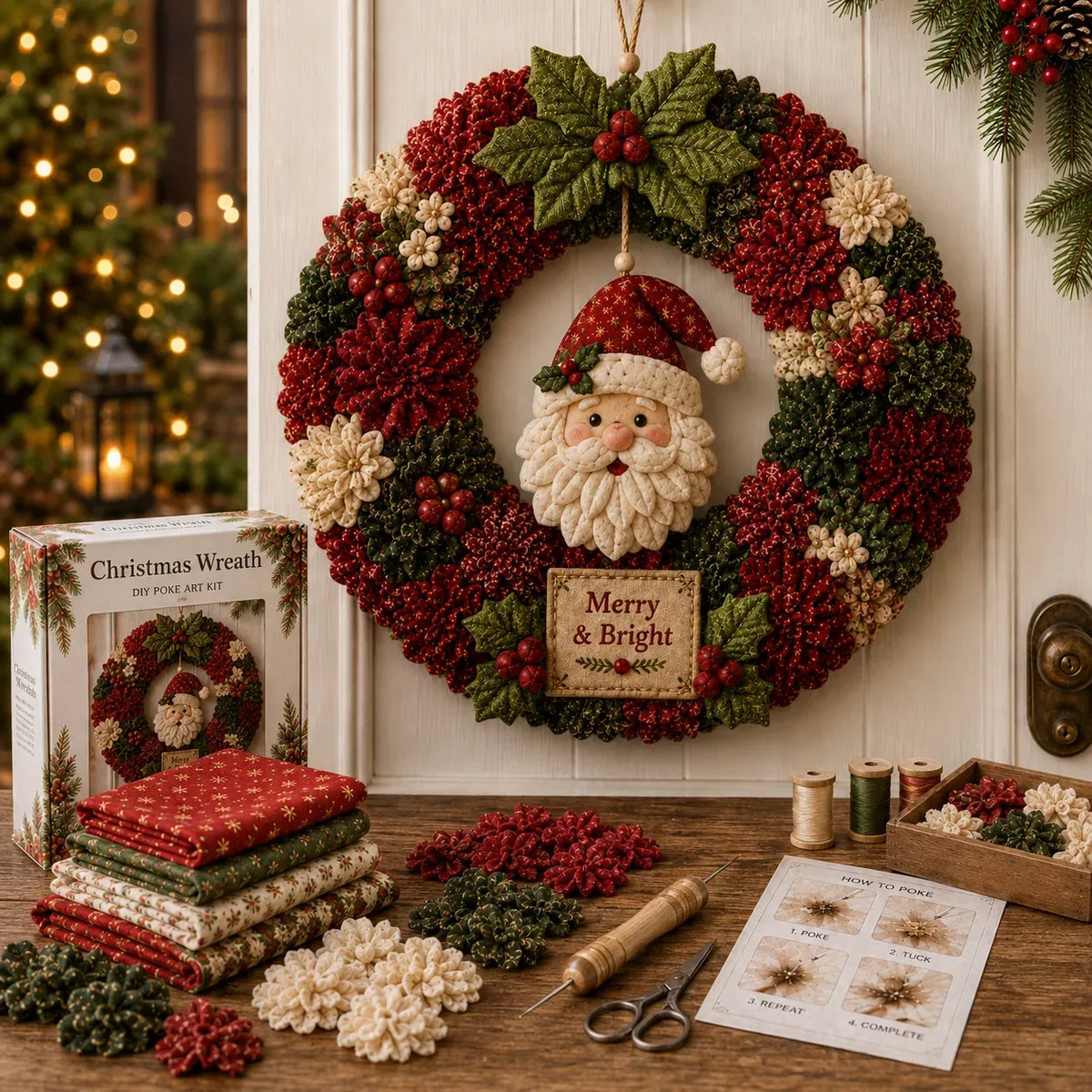 ✨ Make A Christmas Wreath You'll Be Proud To Display 🎄❤️ 3D Fabric Poke DIY Kit With Tutorial & Guide Included