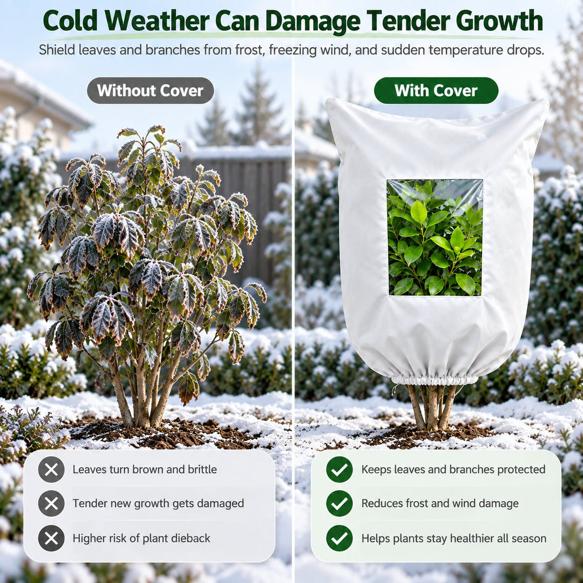 Winter Plant Frost Protection Cover for Trees, Shrubs & Potted Plants
