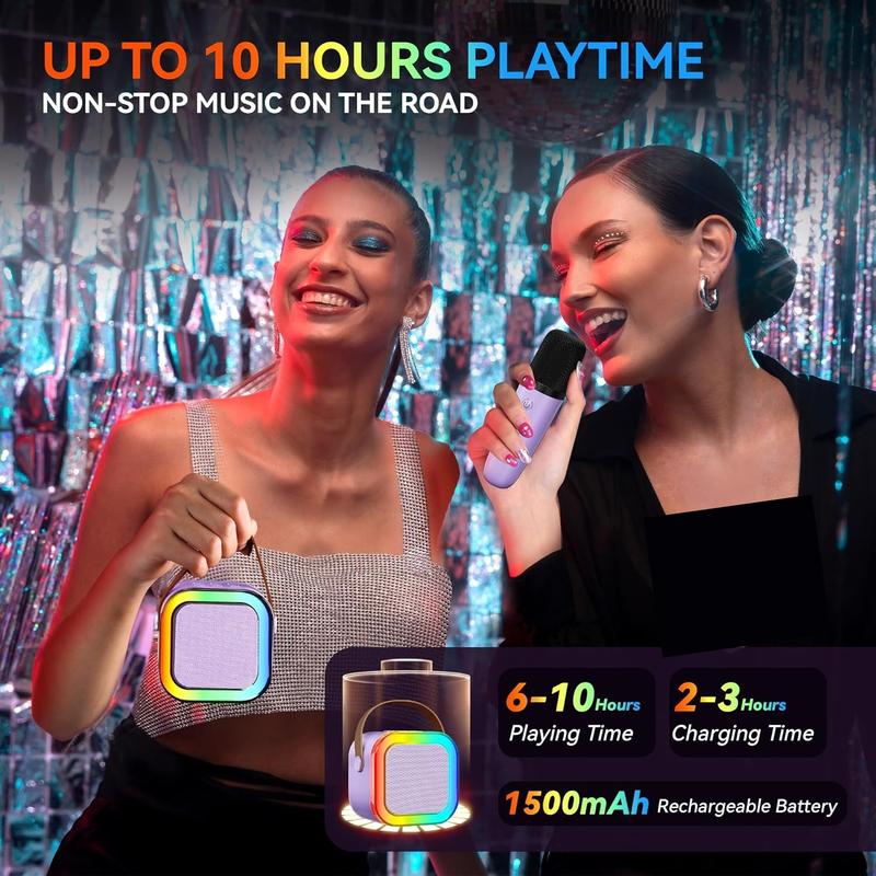 🎉🎵 Portable Bluetooth Karaoke Speaker with 2 Wireless Mics for Kids & Family