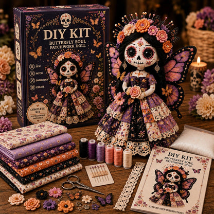 💀Vinowg Day of the Dead Patchwork Doll DIY Kit - Patchwork Skeleton Witch Girl DIY Kit