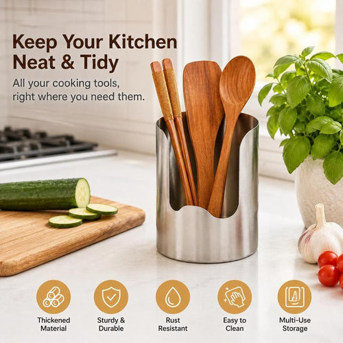 ✨ Stainless Steel Kitchen Utensil Holder & Countertop Organizer