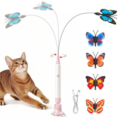🦋 Interactive Spinning Butterfly Cat Toy – Rechargeable 360° Motion & Touch-Activated Play