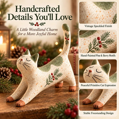 😽🐈 Woodland Christmas Cat Figurine