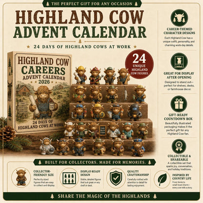 🐮 LAST DAY 49% OFF – 24 Days of Highland Cow Careers Advent Calendar | 24 Unique Collectible Highland Cows with Adorable Jobs, Tiny Accessories & Daily Christmas Surprises 🎄✨