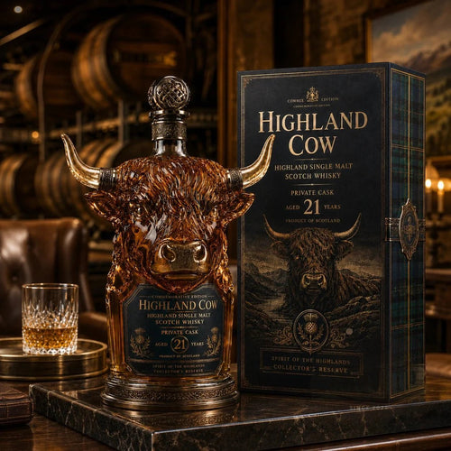 🎁 Highland Cow Private Cask 21 Years Cow Head Shaped Scotch Whisky Bottle