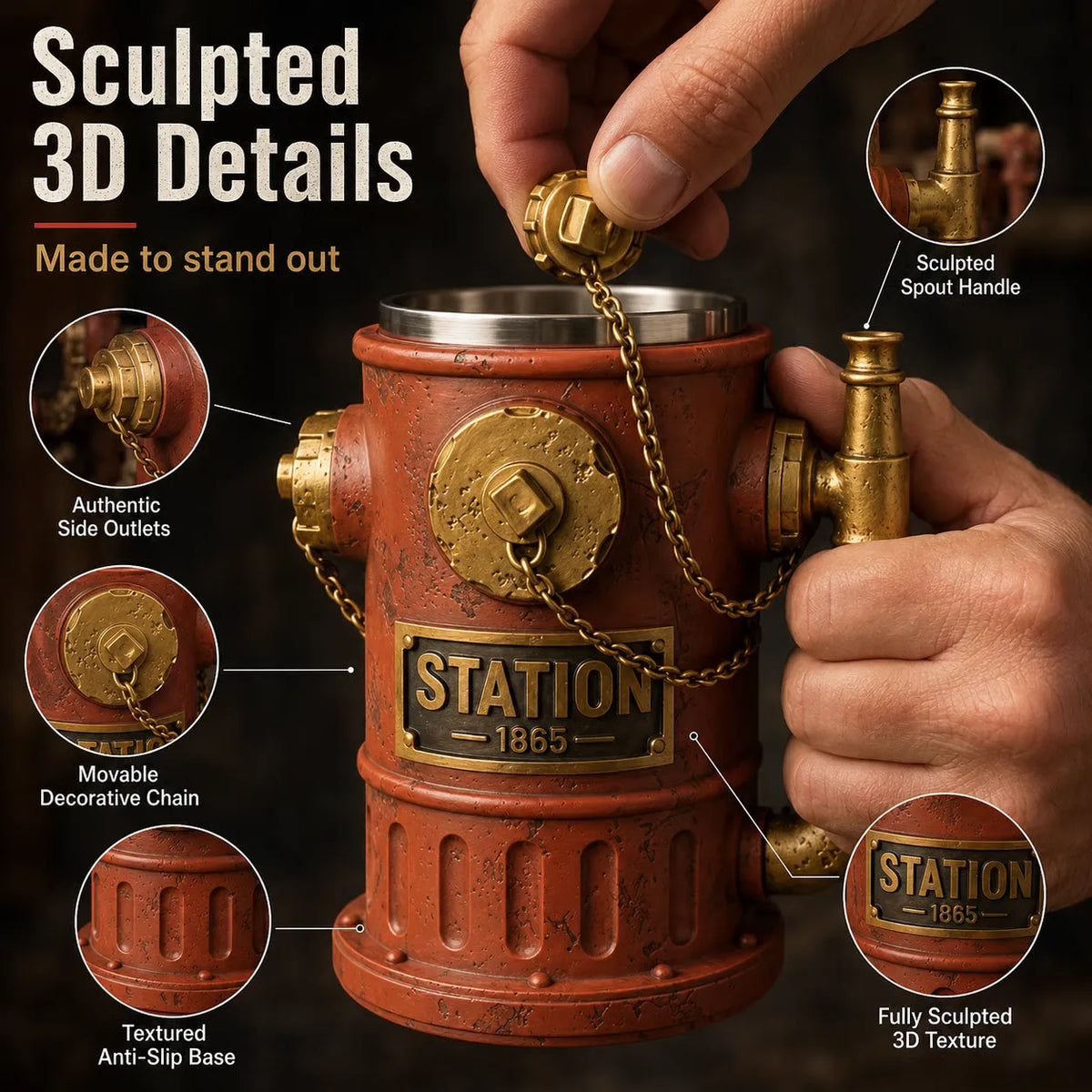 ⏳ Last Day 49% OFF – 🚒 Vintage Fire Hydrant Coffee Mug | Unique Firehouse-Inspired Design With Stainless Steel Liner & Pipe Handle For Firefighters, Collectors & Coffee Lovers ☕