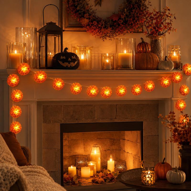 🎃🌼 3M Marigold LED Garland for Halloween & Day of the Dead