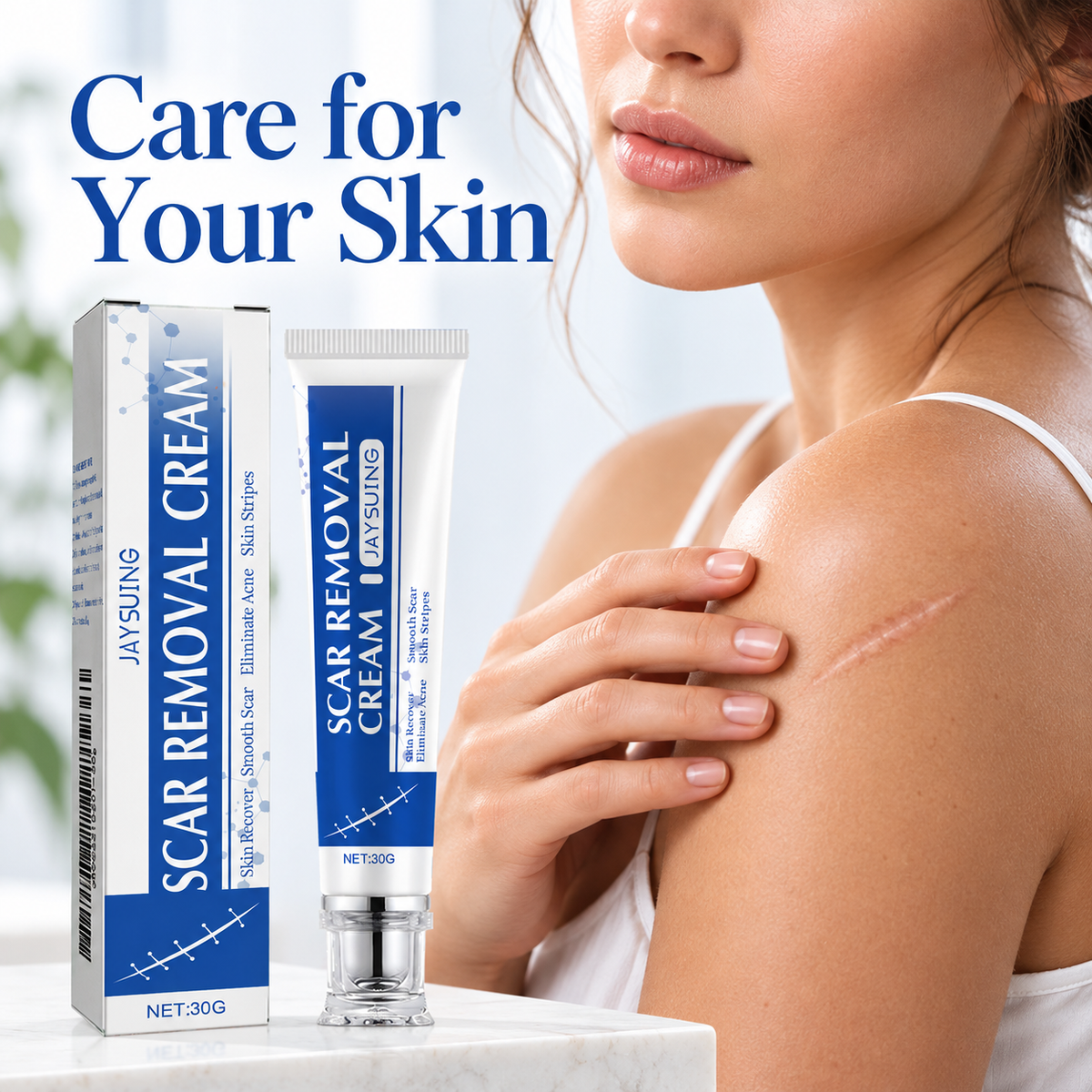 ✨Jaysuing Scar Removal Cream , Skin Repair Gel for Surgical Scars, Acne Marks, Stretch Marks, Burn &amp; Cut Scars, Odorless Skin Care Cream for Adults &amp; Kids