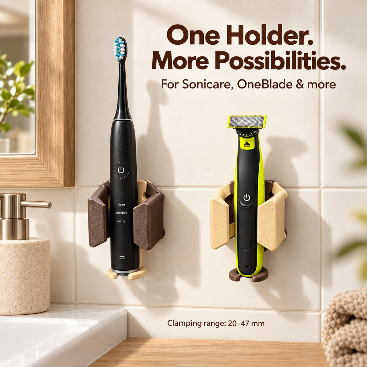 🪥 Gravity-Grip Wall Mount Toothbrush Holder | Drill-Free Bathroom Organizer🧼