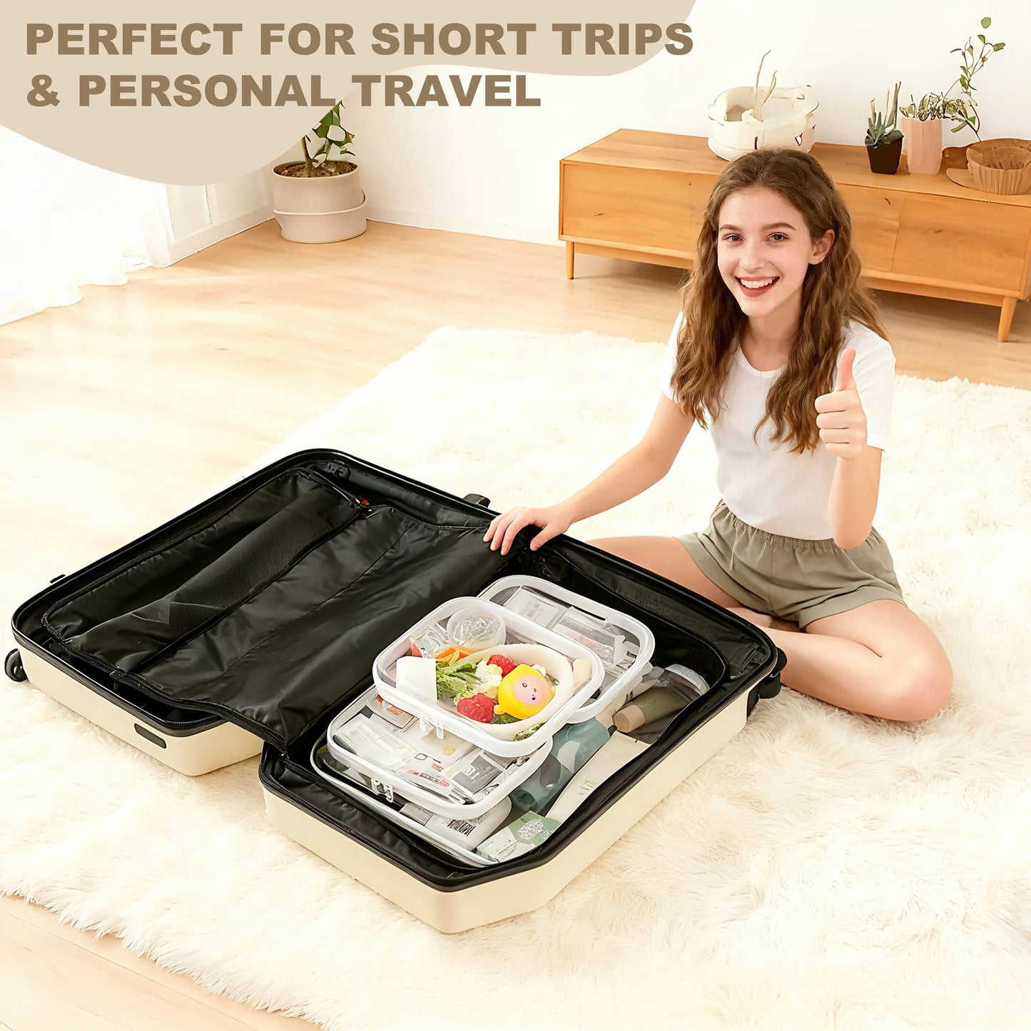 4 PCS Clear Organizer Storage Box Clear Hard Zipper Case PVC Plastic CLear Storage Containers