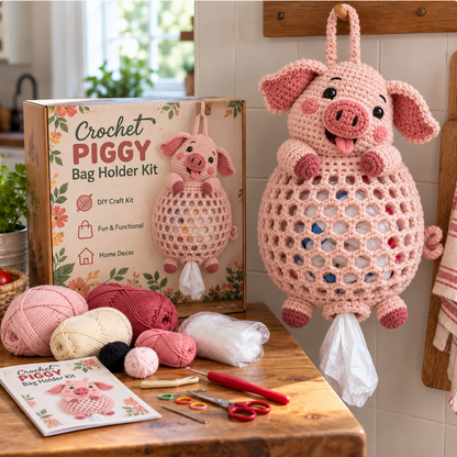 🔥 BUY 3 GET 1 FREE 🔥- 🧵 Crochet Animal Bag Holder DIY Kit – Cute & Functional Hanging Storage Craft Kit 🧶