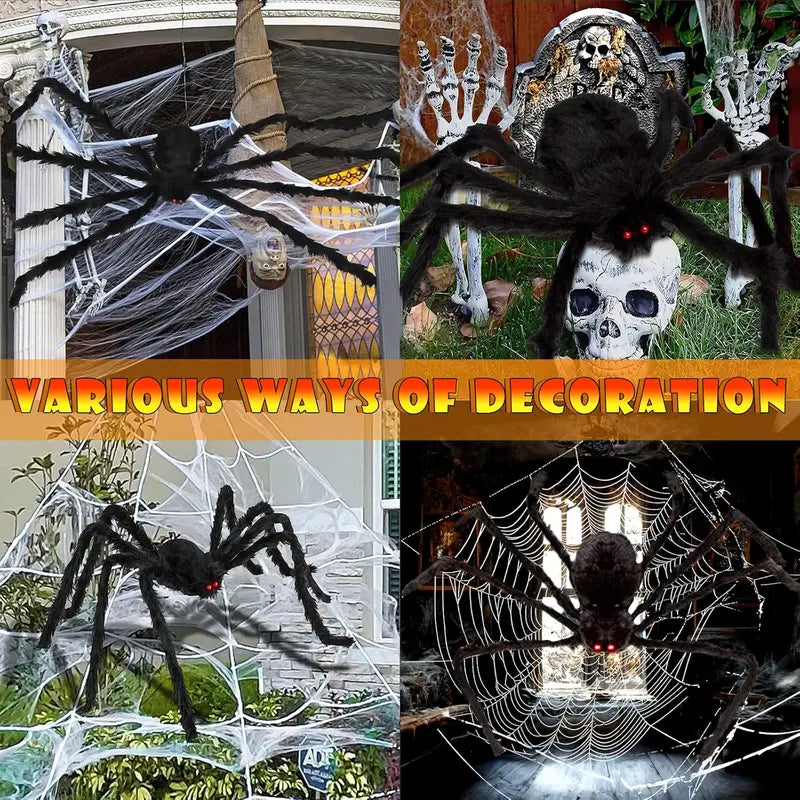 🎃 Giant LED Halloween Spider Web with Glowing Red-Eye Spider | Outdoor Decor 🕷️
