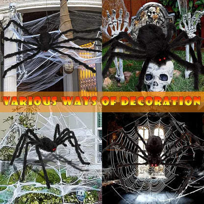 🎃 Giant LED Halloween Spider Web with Glowing Red-Eye Spider | Outdoor Decor 🕷️