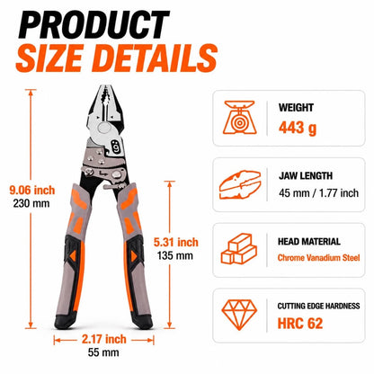 🔩 Self-Locking Ratchet Pliers, 55 Steel Anti-Skid Locking Grip Pliers, Heavy Duty Wire Cutters for Automotive & Plumbing Repair