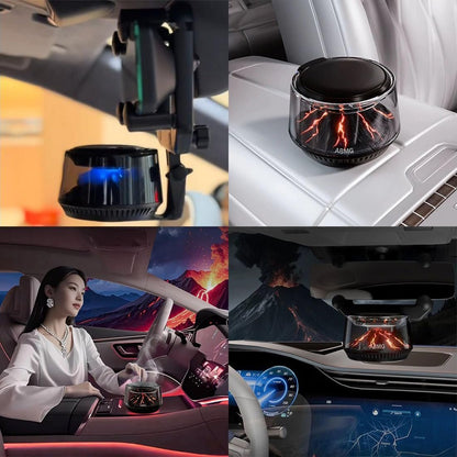 Solar Car Air Freshener with Negative Ion Purifier - Dual Color Volcano & Glacier LED Mood Lighting