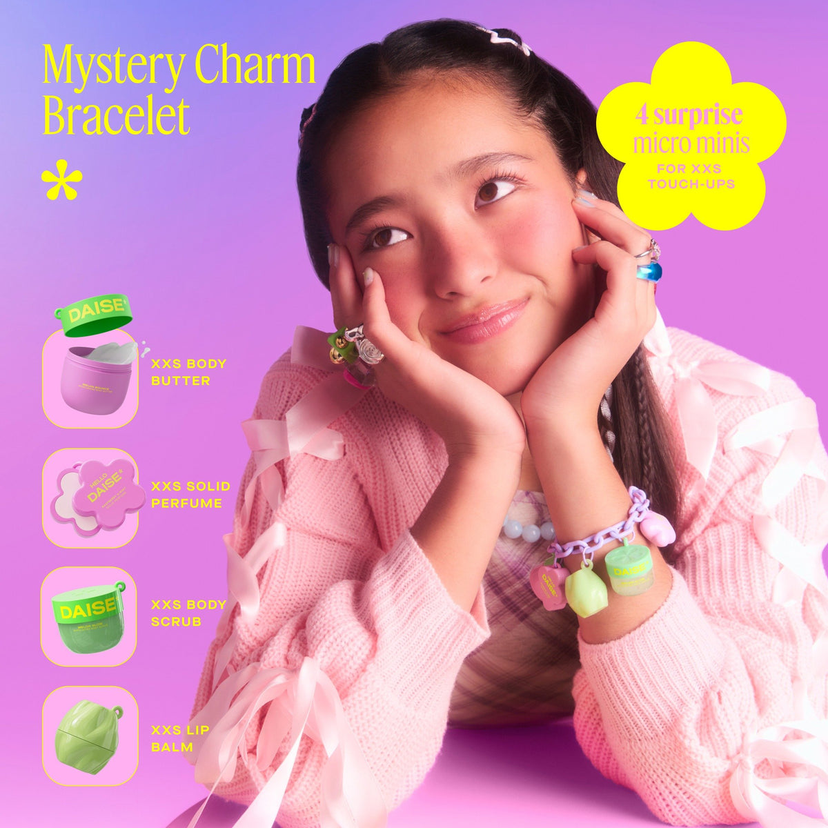 💜 Surprise Bracelet with Mini Beauty Products | Clip-On Bag Charm, Y2K Pastel Style