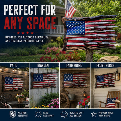 🇺🇸 Handmade Wooden American Flag Wall Art 🔥