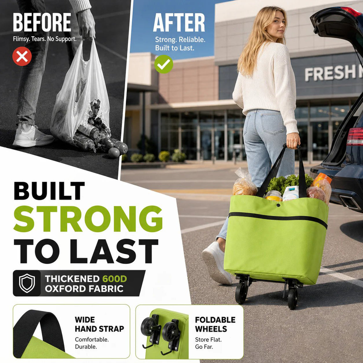 🔥HOT SALE 50% OFF - 🛍️Foldable 2-in-1 Shopping Bag