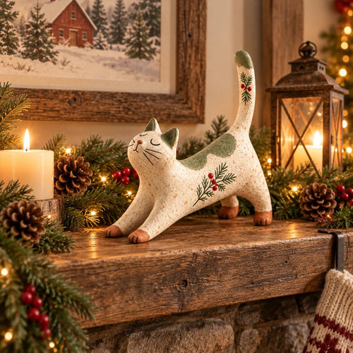 😽🐈 Woodland Christmas Cat Figurine