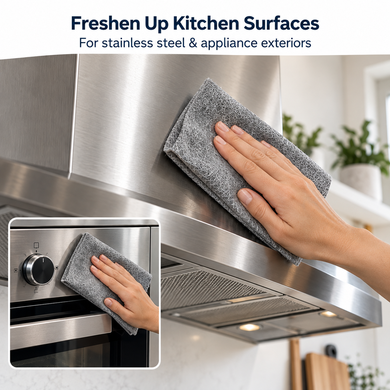 Wiping fingerprints and everyday marks from stainless steel kitchen appliances