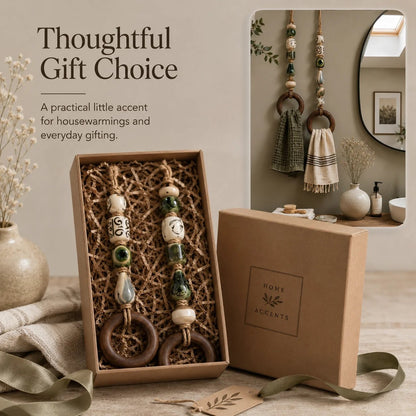✨Decorative Beaded Towel Hanger with Wooden Ring(📦Buy 2 Free Shipping)