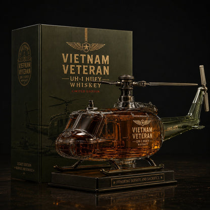 UH-1 Huey Helicopter Veteran Whiskey Decanter – Premium Vietnam Service Memorial Collectible