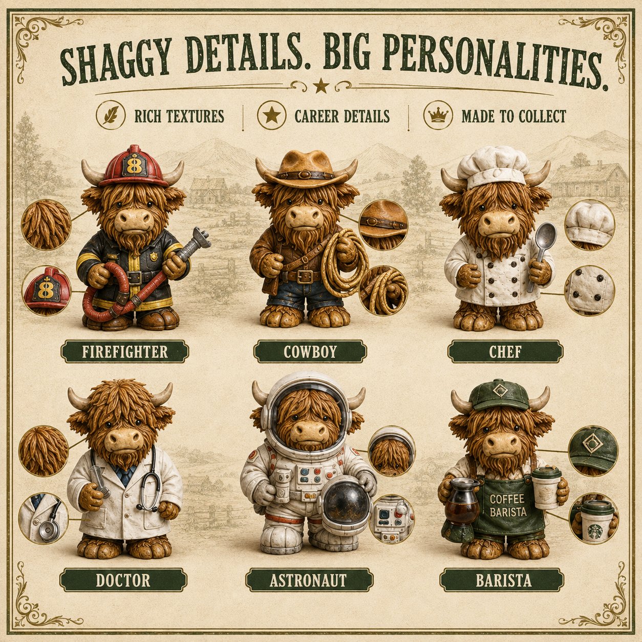 🐮 LAST DAY 49% OFF – 24 Days of Highland Cow Careers Advent Calendar | 24 Unique Collectible Highland Cows with Adorable Jobs, Tiny Accessories & Daily Christmas Surprises 🎄✨