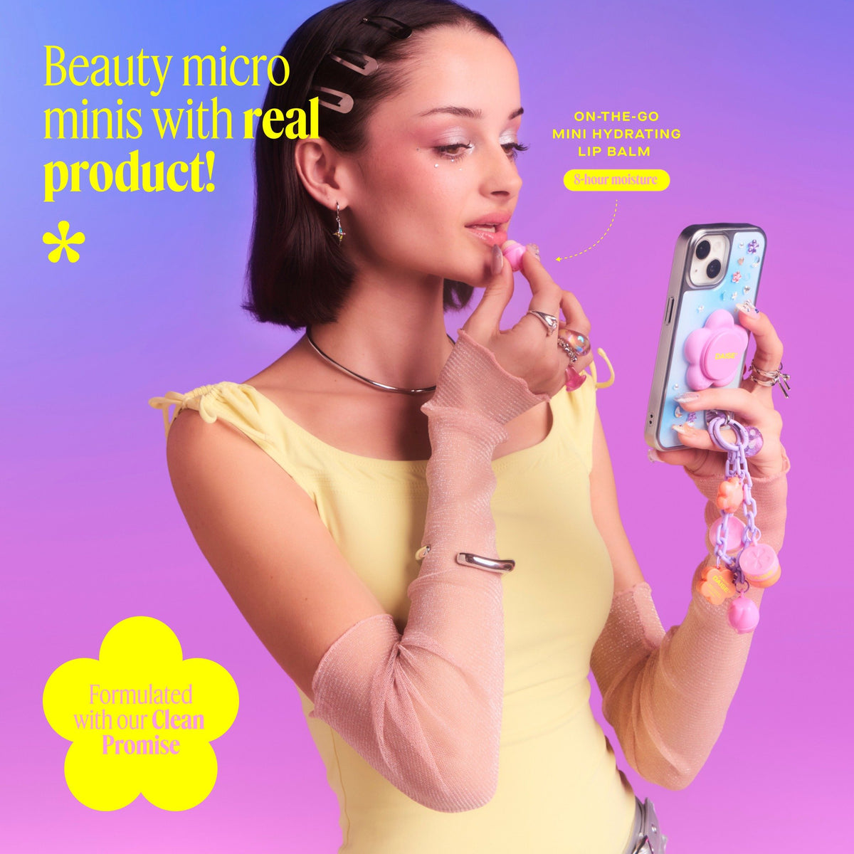 💜 Surprise Bracelet with Mini Beauty Products | Clip-On Bag Charm, Y2K Pastel Style