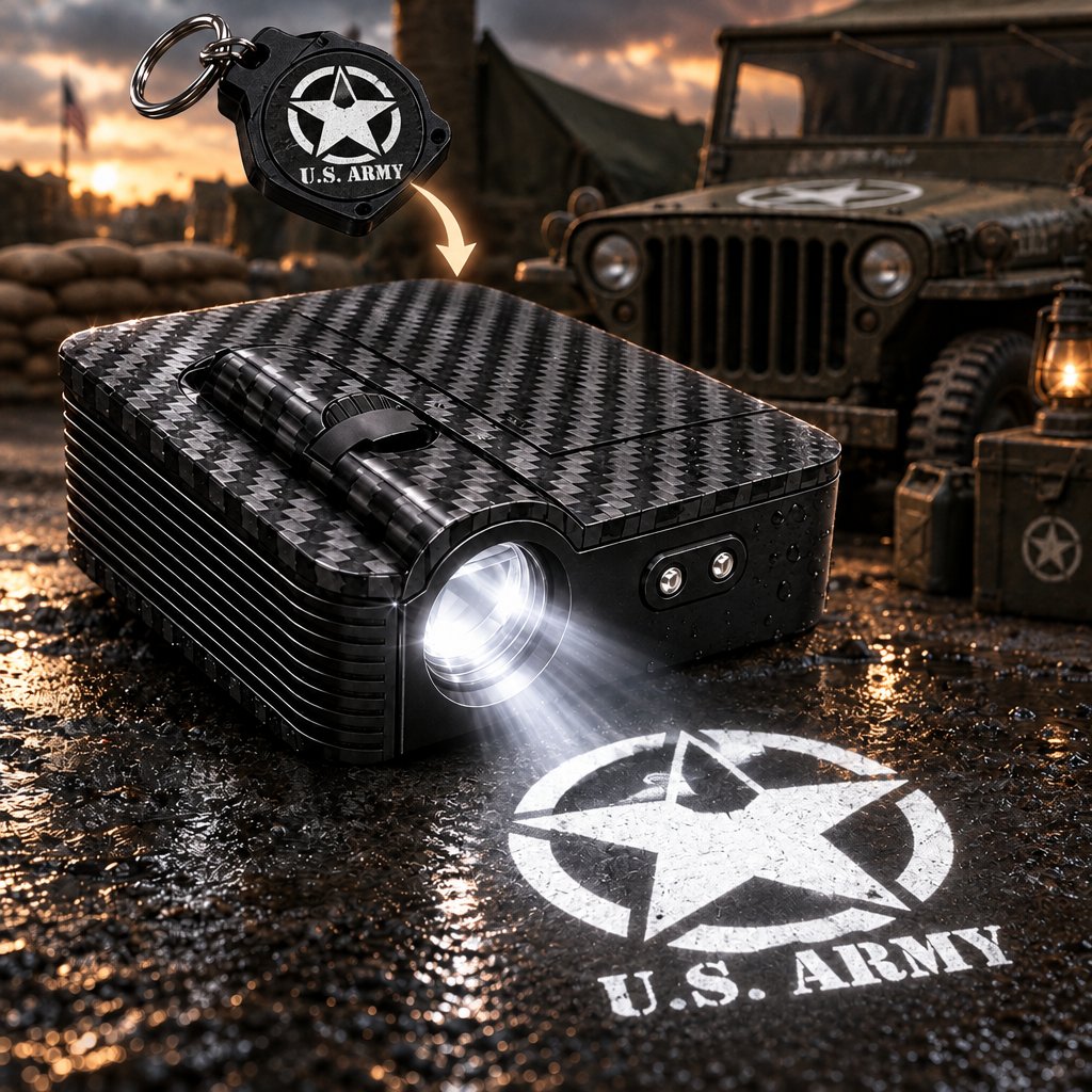 🔥LAUNCH SALE — 49% OFF⏰🎖️Custom Military Door Projector | HD Ground Logo Light ✨