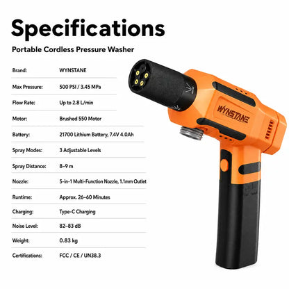 💦 WYNSTANE Portable Foldable Cordless Pressure Washer 🚗✨