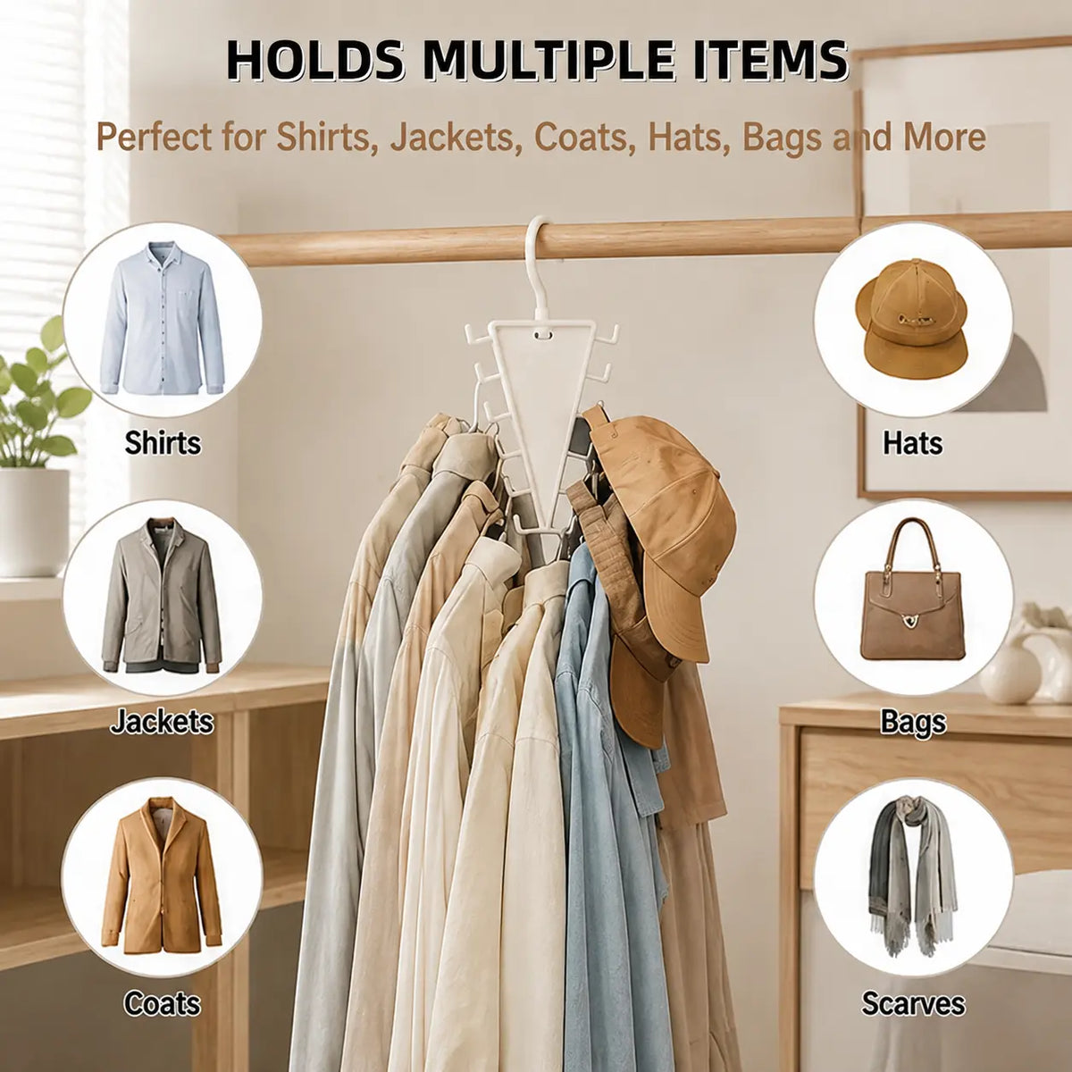 ✨ 12-Hook V-Shaped Closet Organizer – Save Space & Keep Accessories Tidy