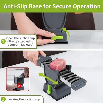Manual Meat Slicer and Knife Sharpener Set for Home Cooking and BBQ